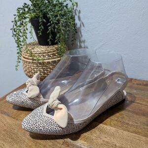 zara crystal sling bling back bow ballet flat size 37/7-7.5 women's wedding